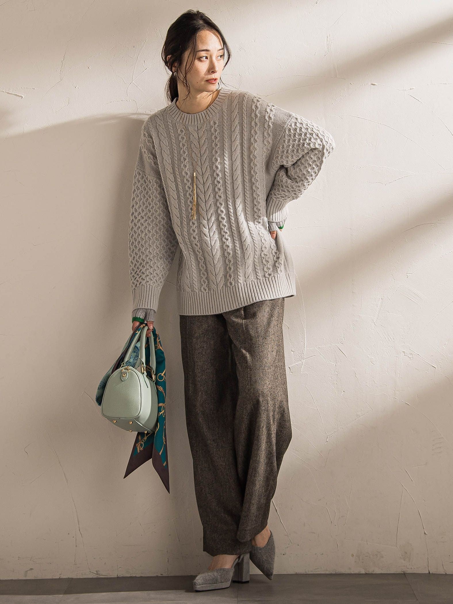 【WEB限定】ケーブル柄編みニット≪洗える≫