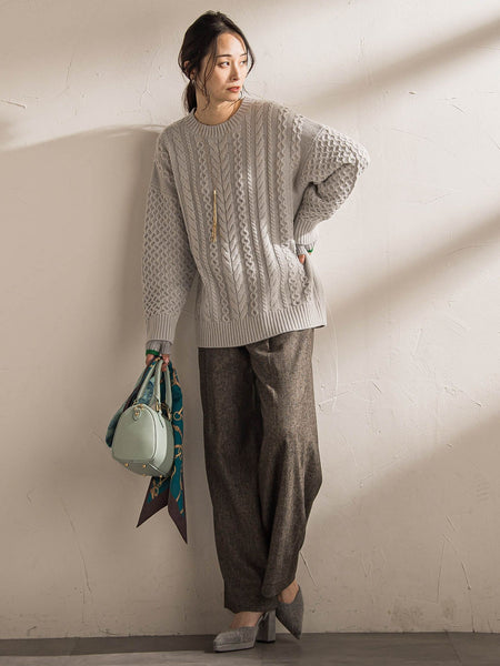 【WEB限定】ケーブル柄編みニット≪洗える≫