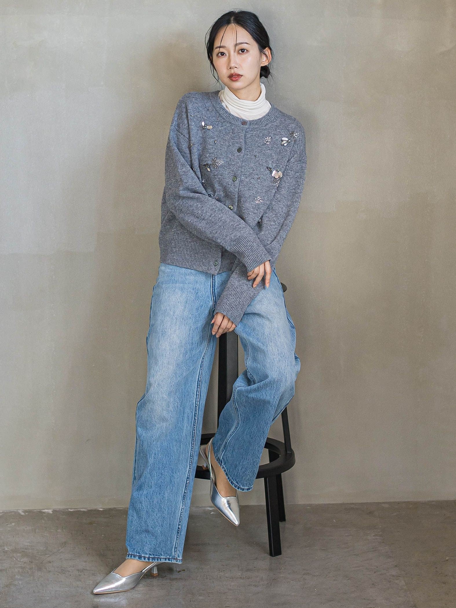 カシミヤシルクシアーラメカットソー≪手洗い可能≫