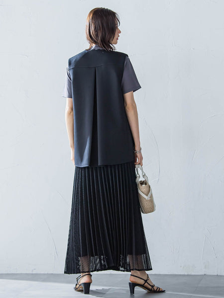 メッシュレースプリーツスカート≪洗濯機で洗える≫