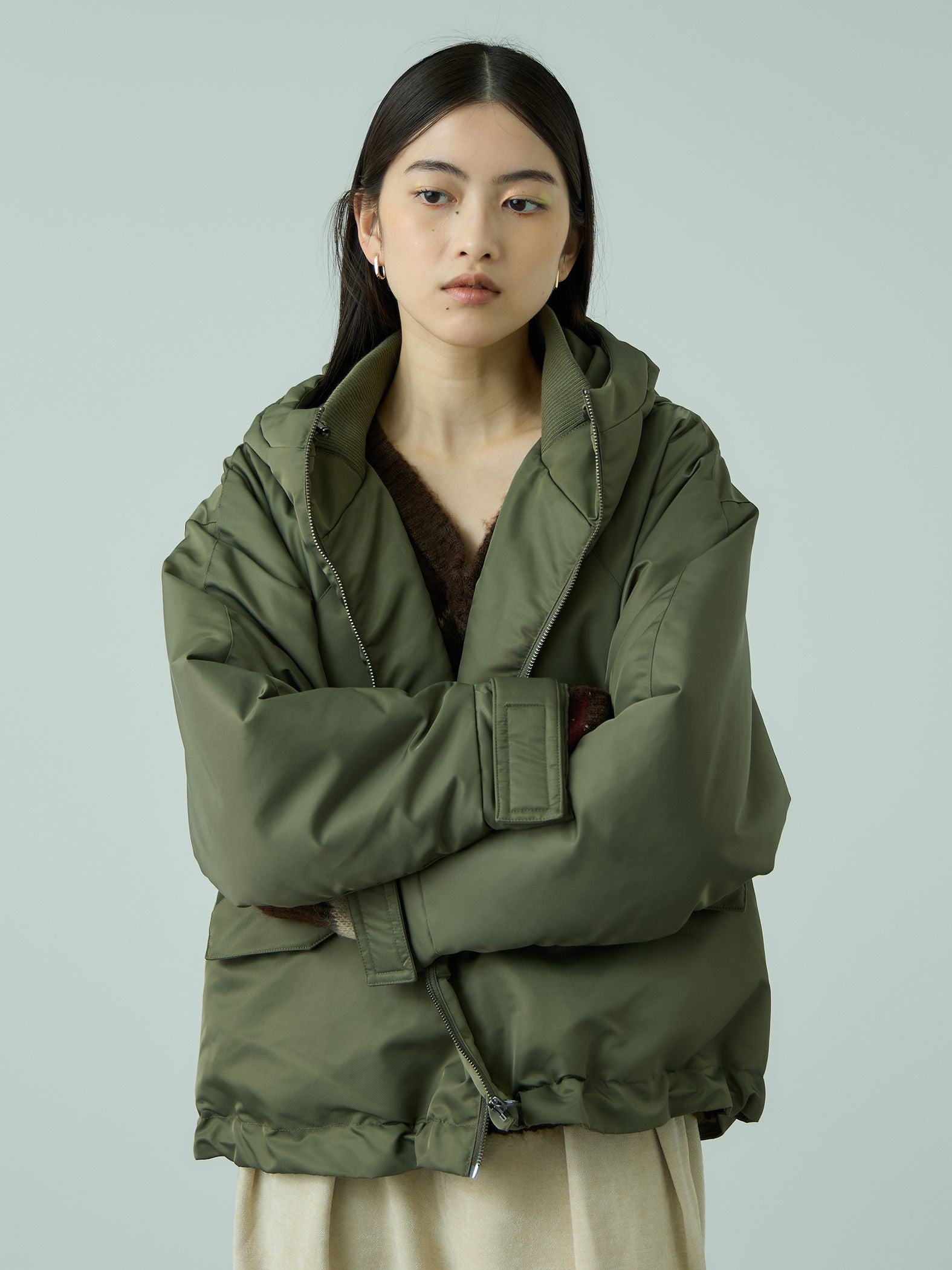 ナイロン中綿フードMA-1ジャケット≪手洗い可能≫