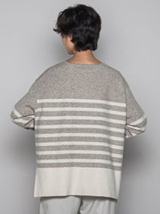 【ふわもち】ボーダーニット≪洗濯機で洗える≫