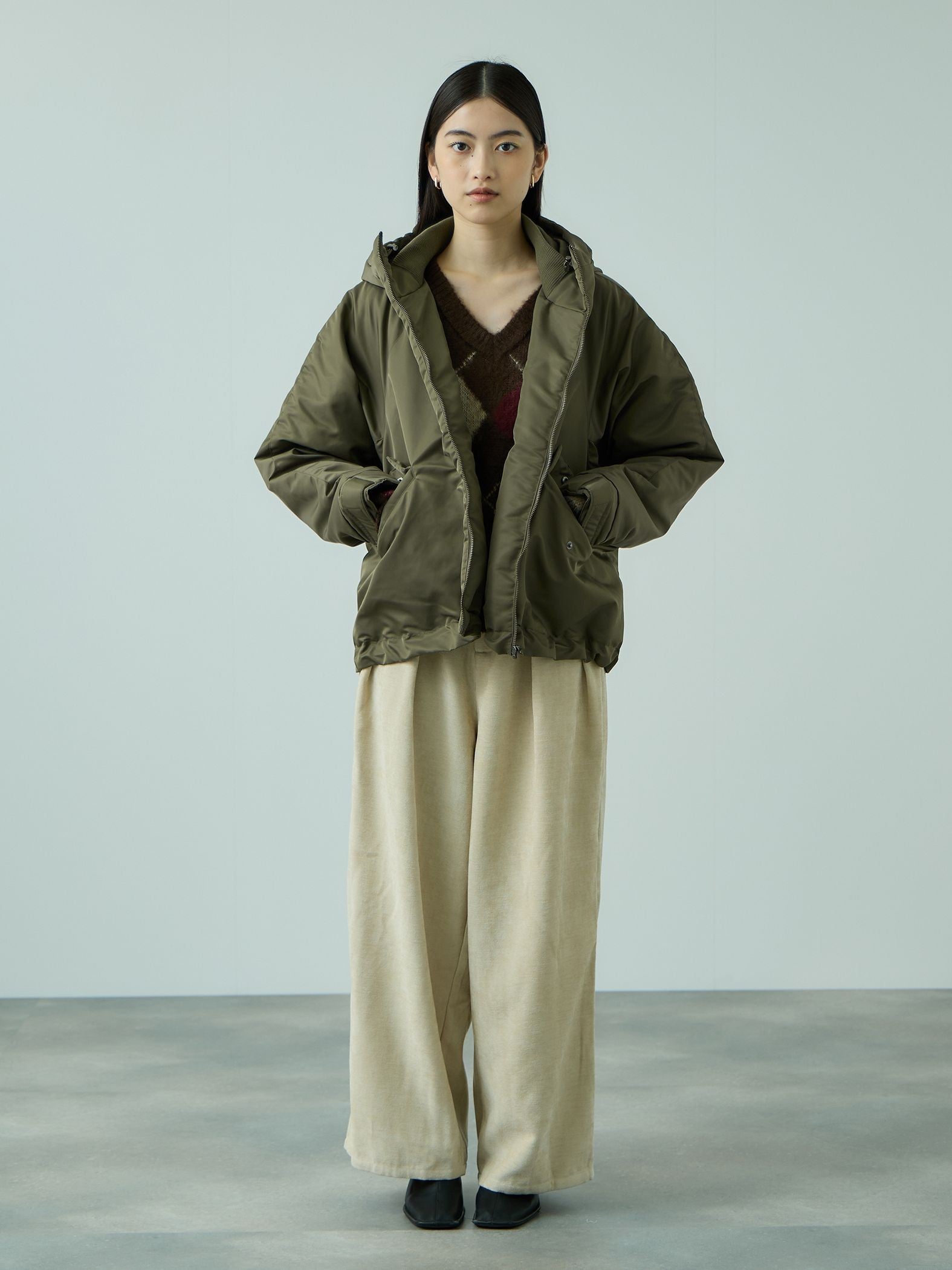 ナイロン中綿フードMA-1ジャケット≪手洗い可能≫