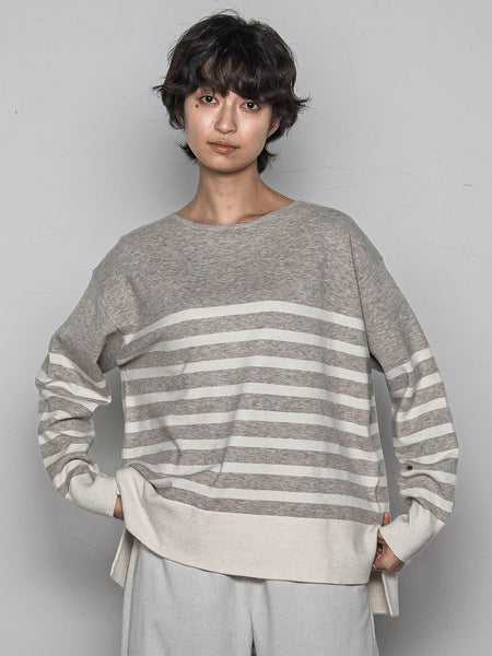 【ふわもち】ボーダーニット≪洗濯機で洗える≫