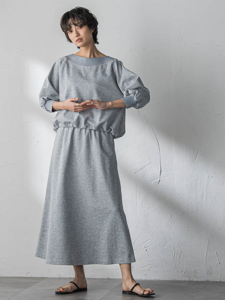 ボートネックドロストヘムスカートセットアップ