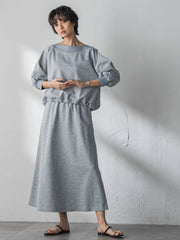 ボートネックドロストヘムスカートセットアップ