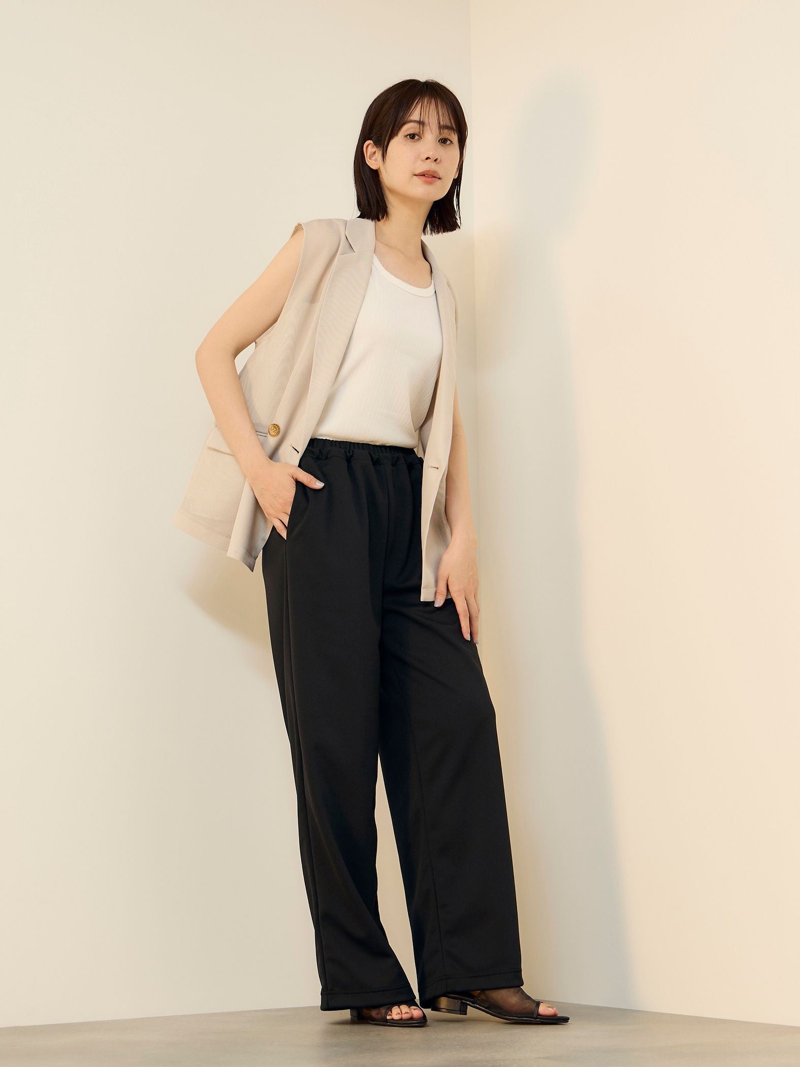 【Smart-Glow】ウエストゴムワイドパンツ