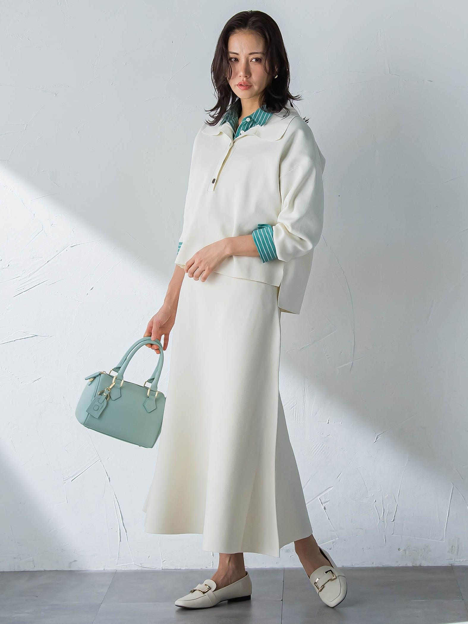 コットンポプリン2WAYストライプシャツ