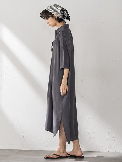 【WEB限定】スキッパーチュニックワンピース≪洗濯機で洗える≫