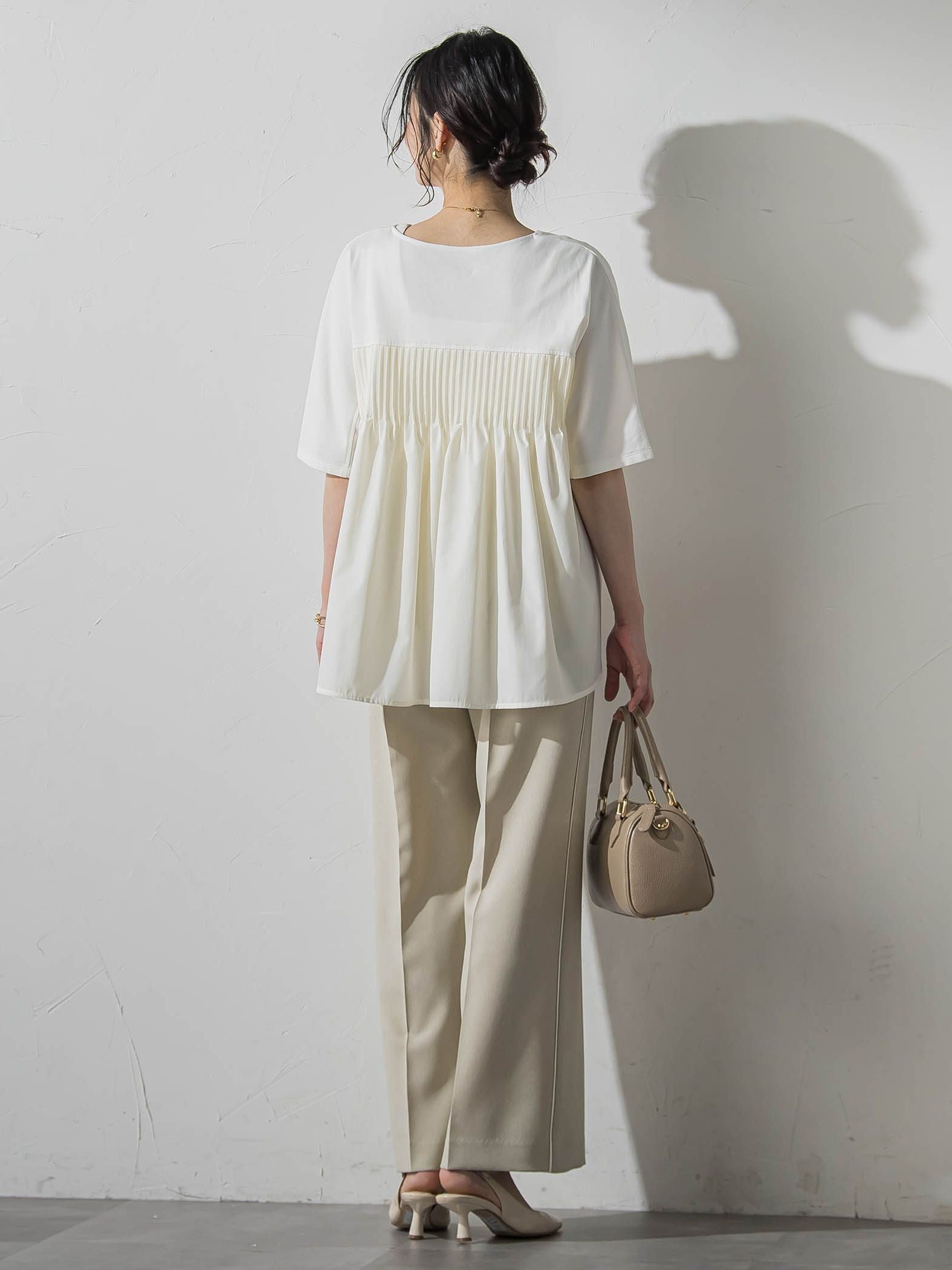 【WEB限定】≪夏の体型カバーに≫タックフレアカットソー