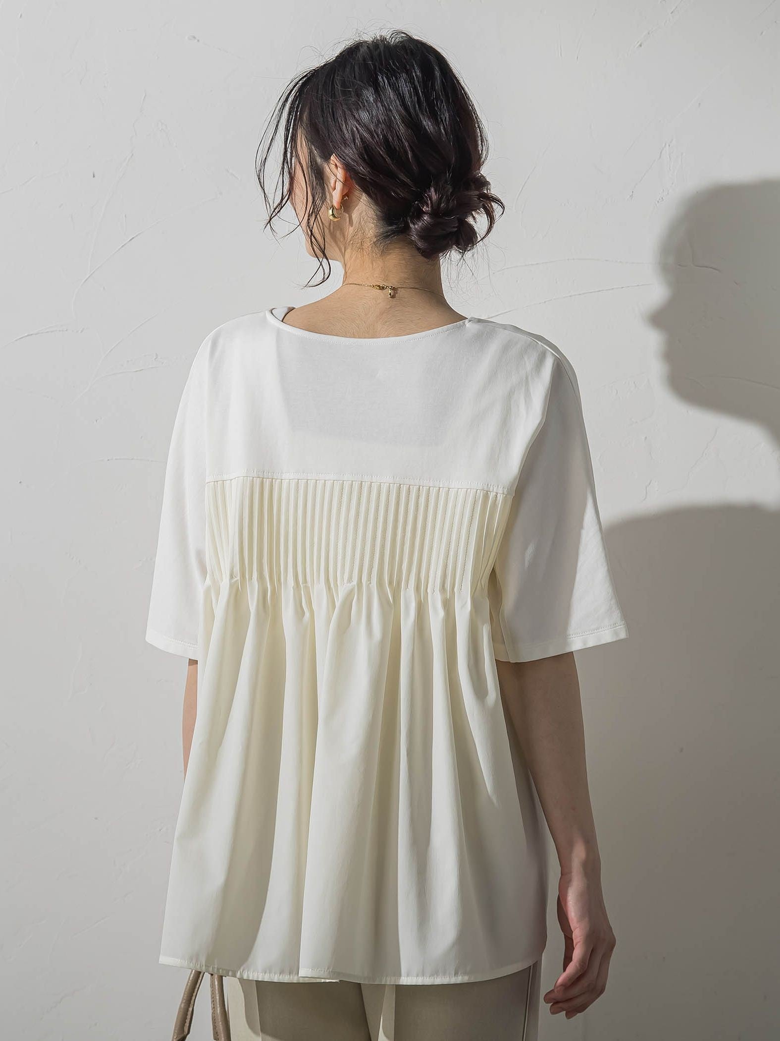 【WEB限定】≪夏の体型カバーに≫タックフレアカットソー