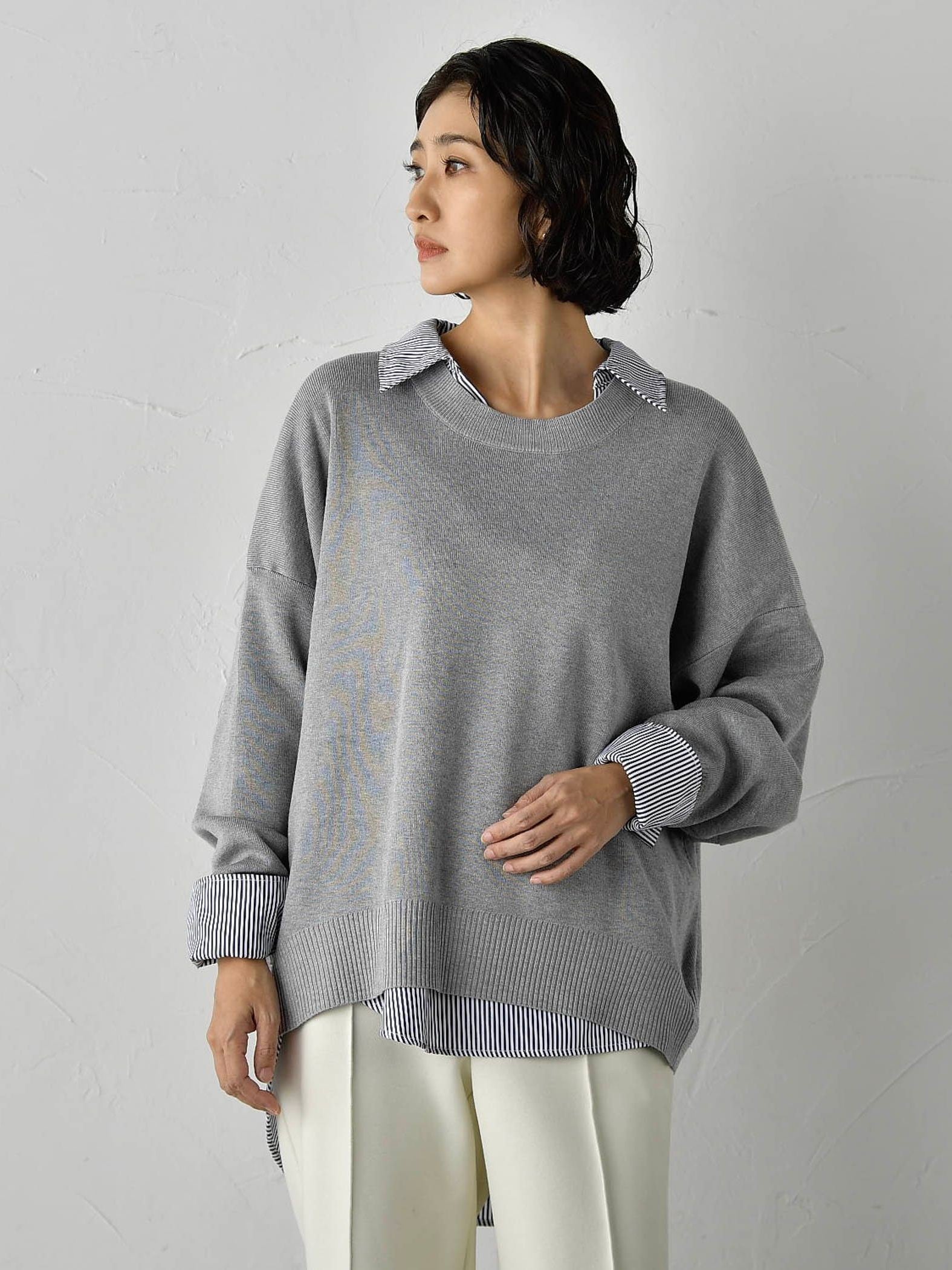 【WEB限定】”3コーデが叶う2点セット”ニット×シャツ≪手洗い可能≫