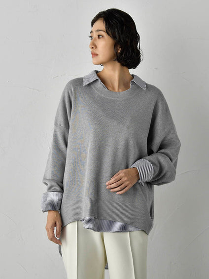 【WEB限定】”3コーデが叶う2点セット”ニット×シャツ≪手洗い可能≫