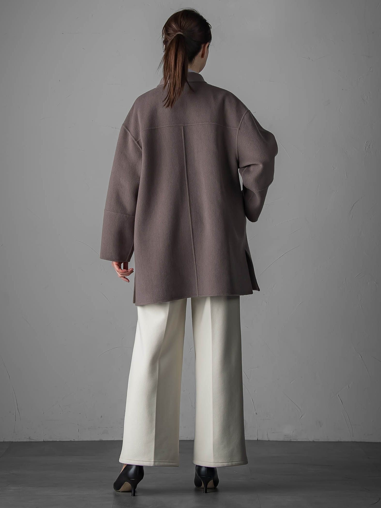 【大きいサイズ】スタンドカラーウールリバーコート