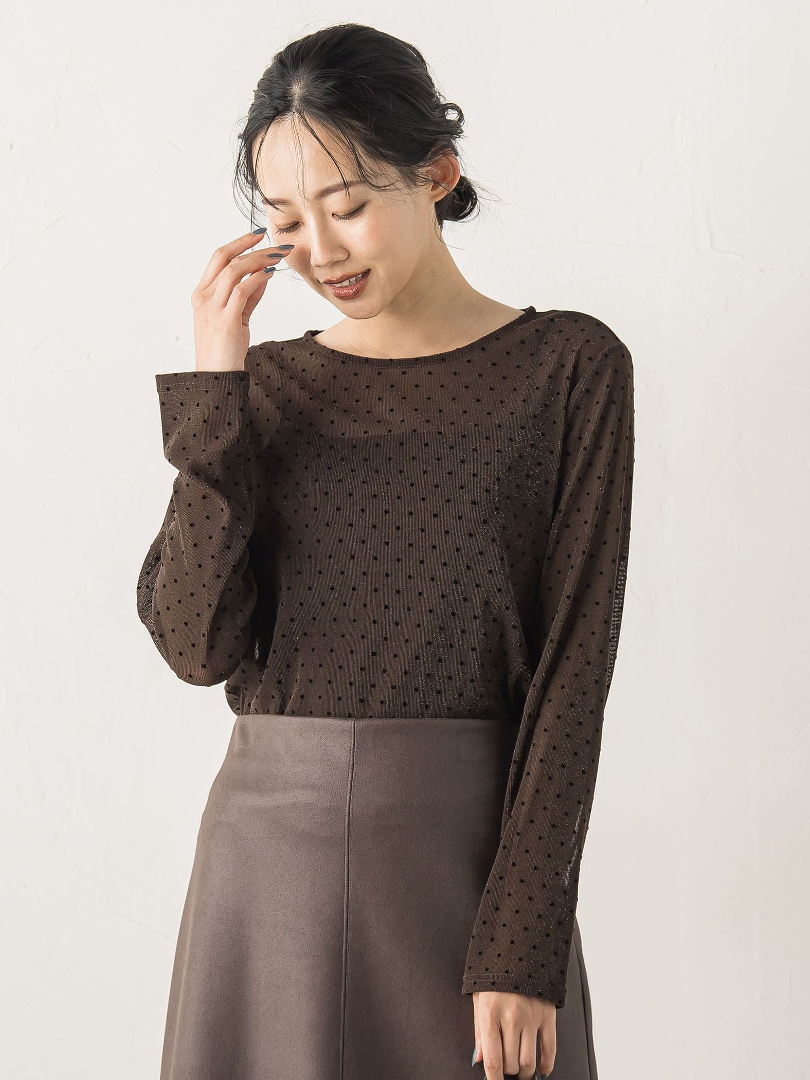 ラメフロッキードットプルオーバー≪手洗い可能≫