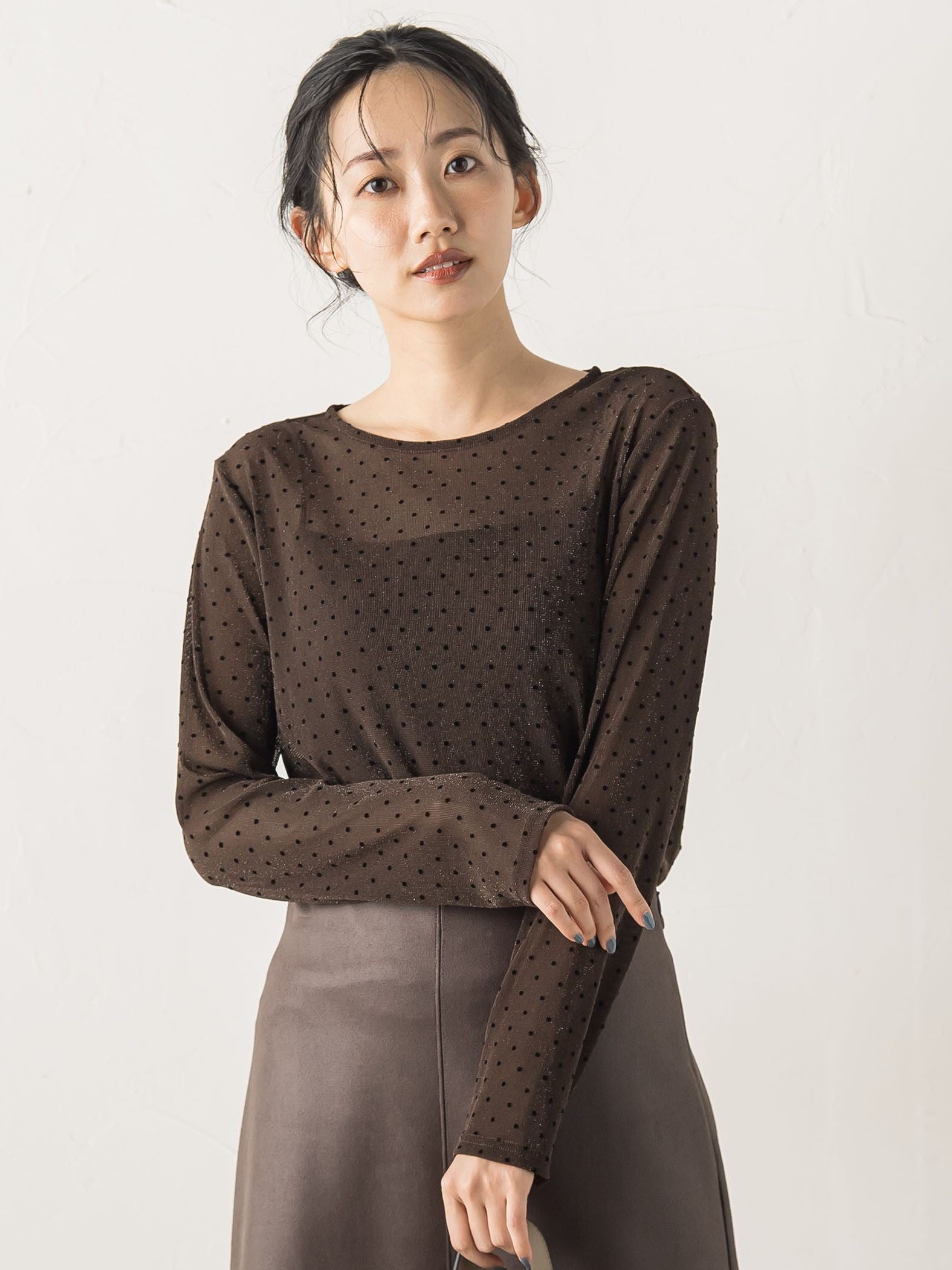 ラメフロッキードットプルオーバー≪手洗い可能≫