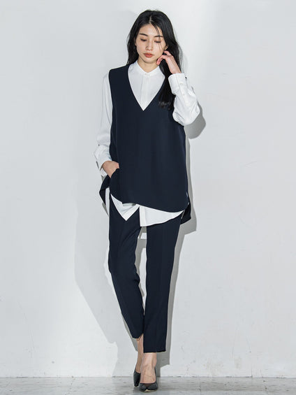 ダブルクロス2WAYロングシャツブラウス≪洗濯機で洗える/セットアップ対応≫