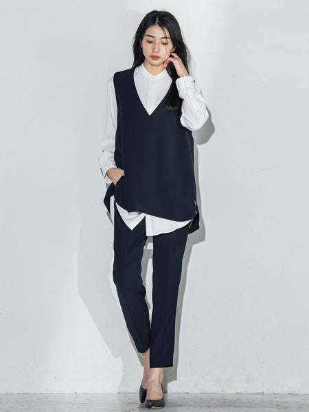 ダブルクロス2WAYロングシャツブラウス≪洗濯機で洗える/セットアップ対応≫