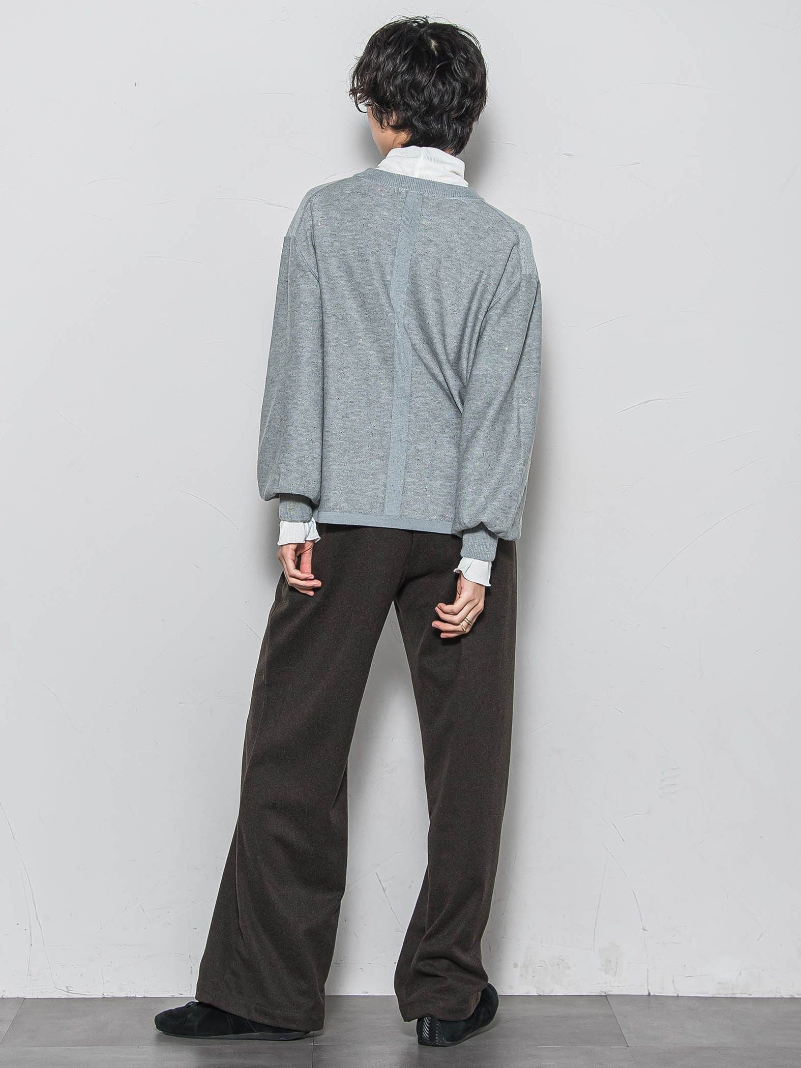 ミニスパンコールクルーネックニット≪手洗い可能≫