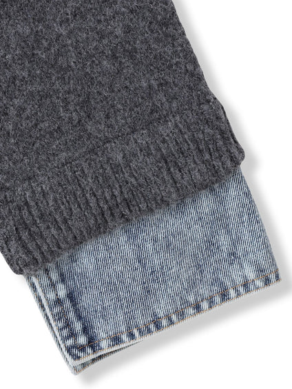 デニムレイヤード風カーディガン≪手洗い可能≫