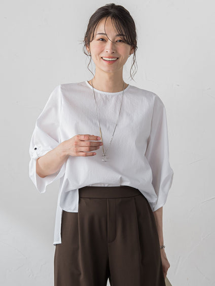 【WEB限定】クールマックスサッカーブラウス≪洗濯機で洗える≫