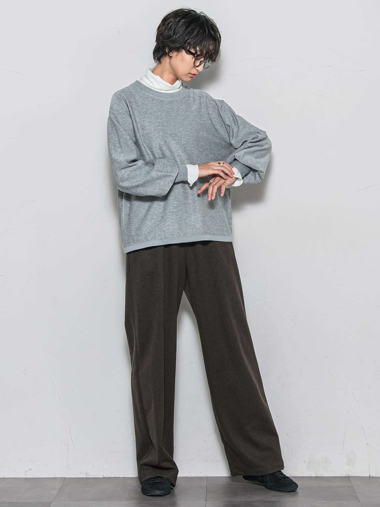 ミニスパンコールクルーネックニット≪手洗い可能≫