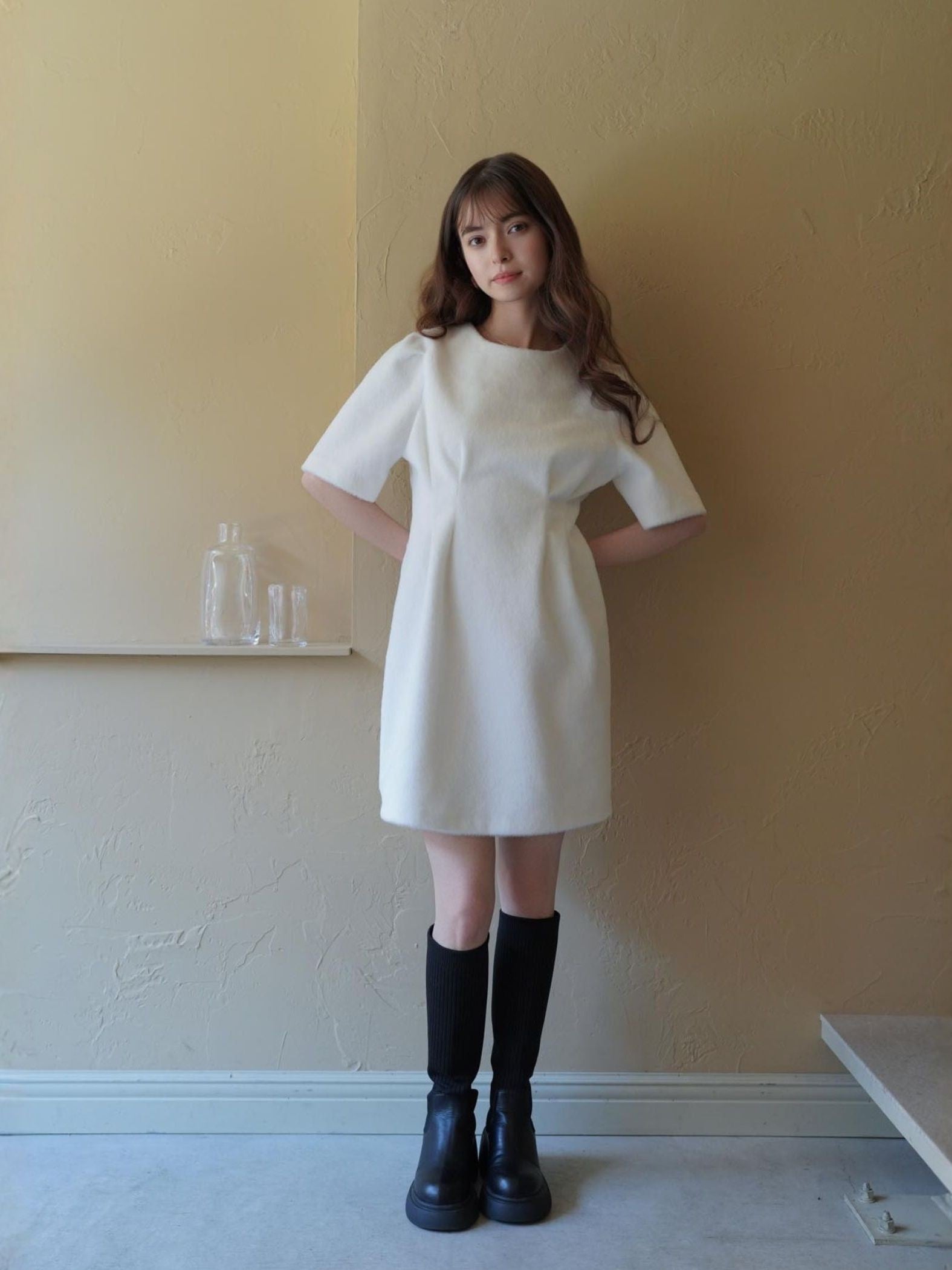 Back Ribbon shaggy One-Piece≪手洗い可能≫