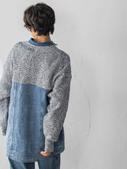 デニムドッキングニットカーディガン≪洗濯機で洗える≫