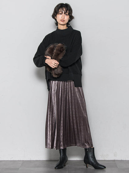 【WEB限定】ストレッチベロアプリーツスカート≪手洗い可能≫