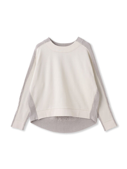 【WEB限定】裏毛×ニット前後ドッキングプルオーバー≪手洗い可能≫