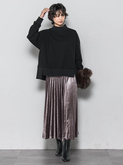 【WEB限定】ストレッチベロアプリーツスカート≪手洗い可能≫