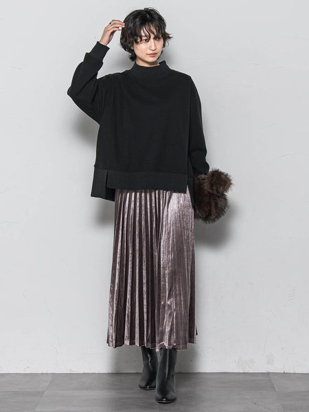 【WEB限定】ストレッチベロアプリーツスカート≪手洗い可能≫