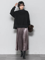 【WEB限定】ストレッチベロアプリーツスカート≪手洗い可能≫