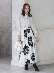 フリルネックボウタイブラウス≪洗濯機で洗える≫