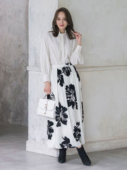 フリルネックボウタイブラウス≪洗濯機で洗える≫