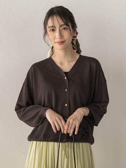 【WEB限定】ひんやりUV Vネックビジュカーデ