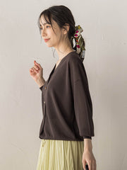【WEB限定】ひんやりUV Vネックビジュカーデ