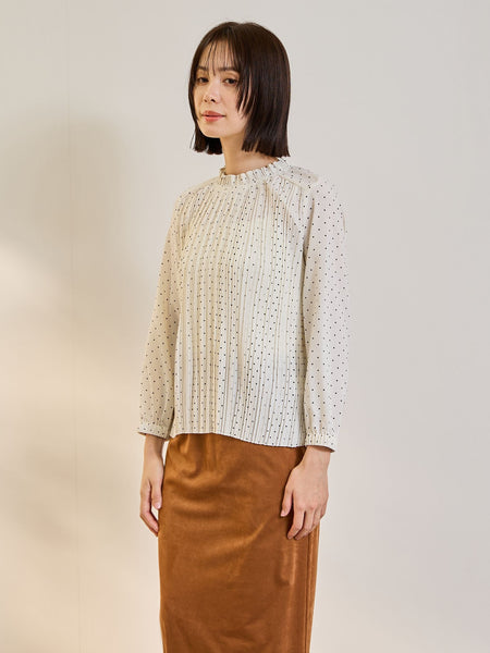 ライトデシンドットフリルネックブラウス