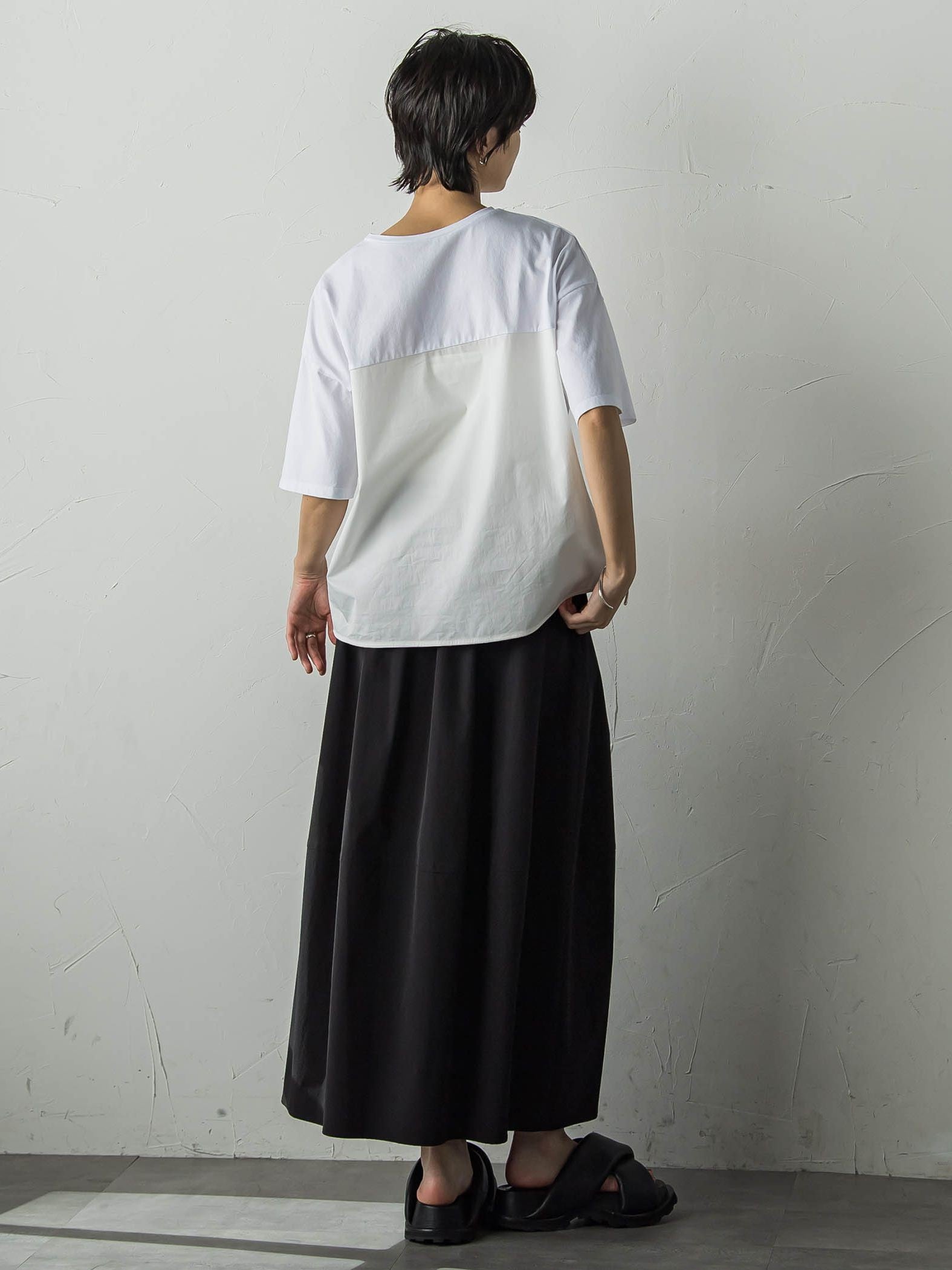 裾リブ前後異素材プルオーバー≪手洗い可能≫