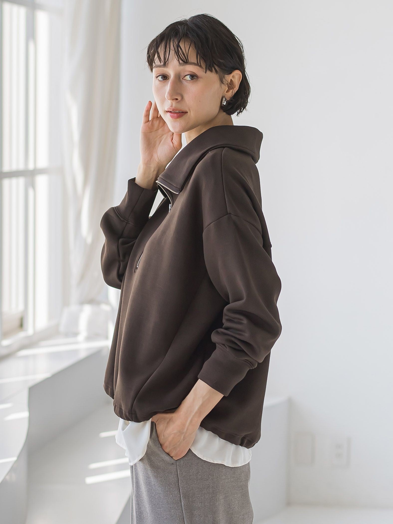 【WEB限定】裏起毛ジッププルオーバー