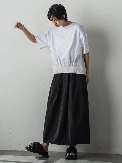 裾リブ前後異素材プルオーバー≪手洗い可能≫