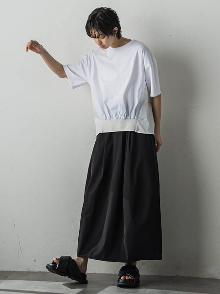 裾リブ前後異素材プルオーバー≪手洗い可能≫