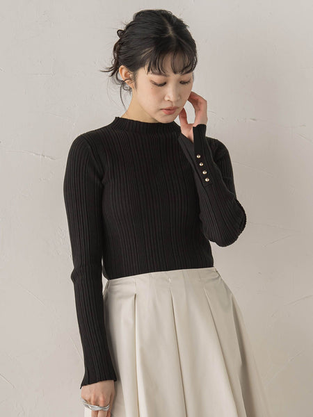 袖ボタンランダムリブニット≪手洗い可能≫