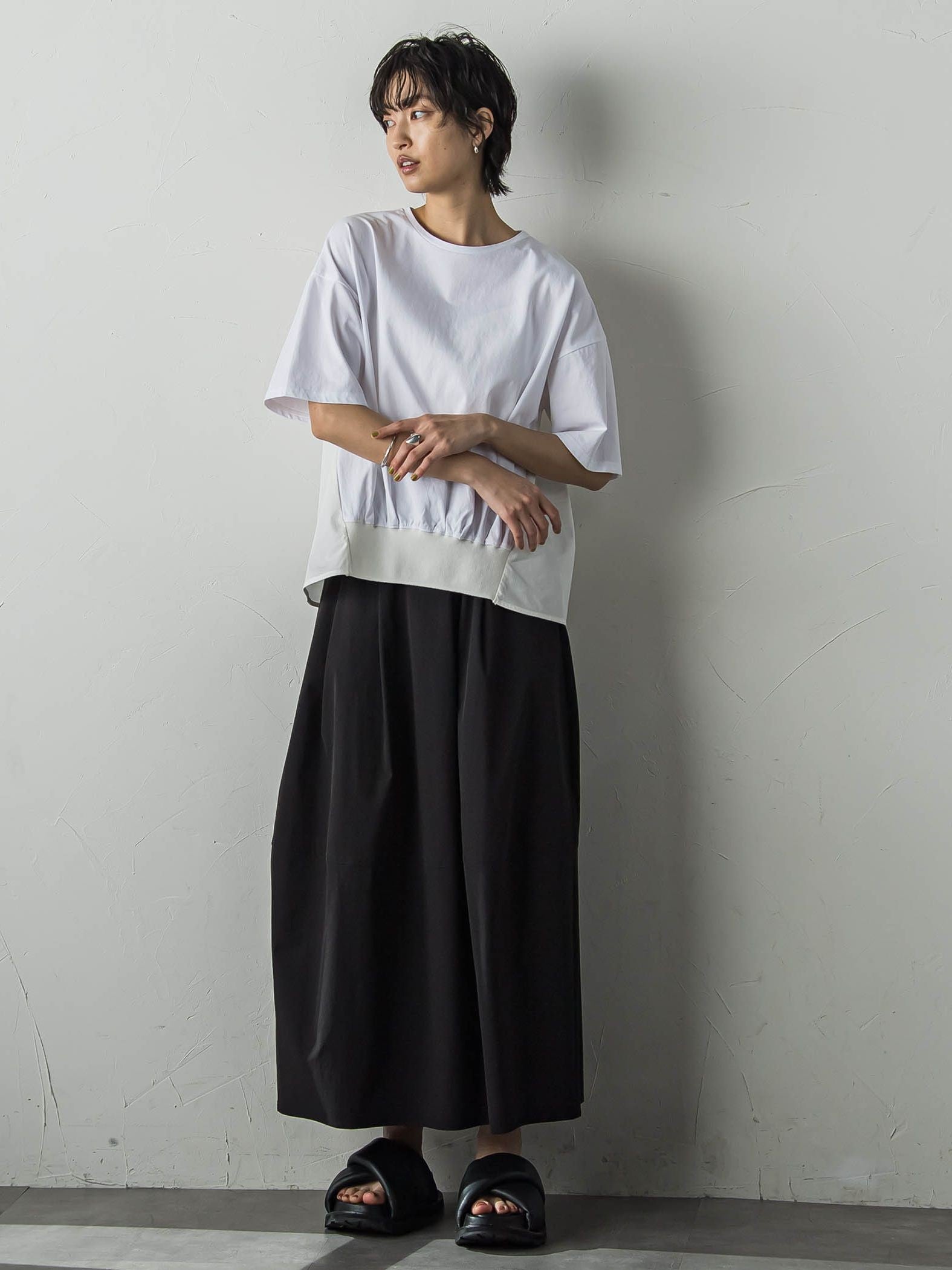 裾リブ前後異素材プルオーバー≪手洗い可能≫