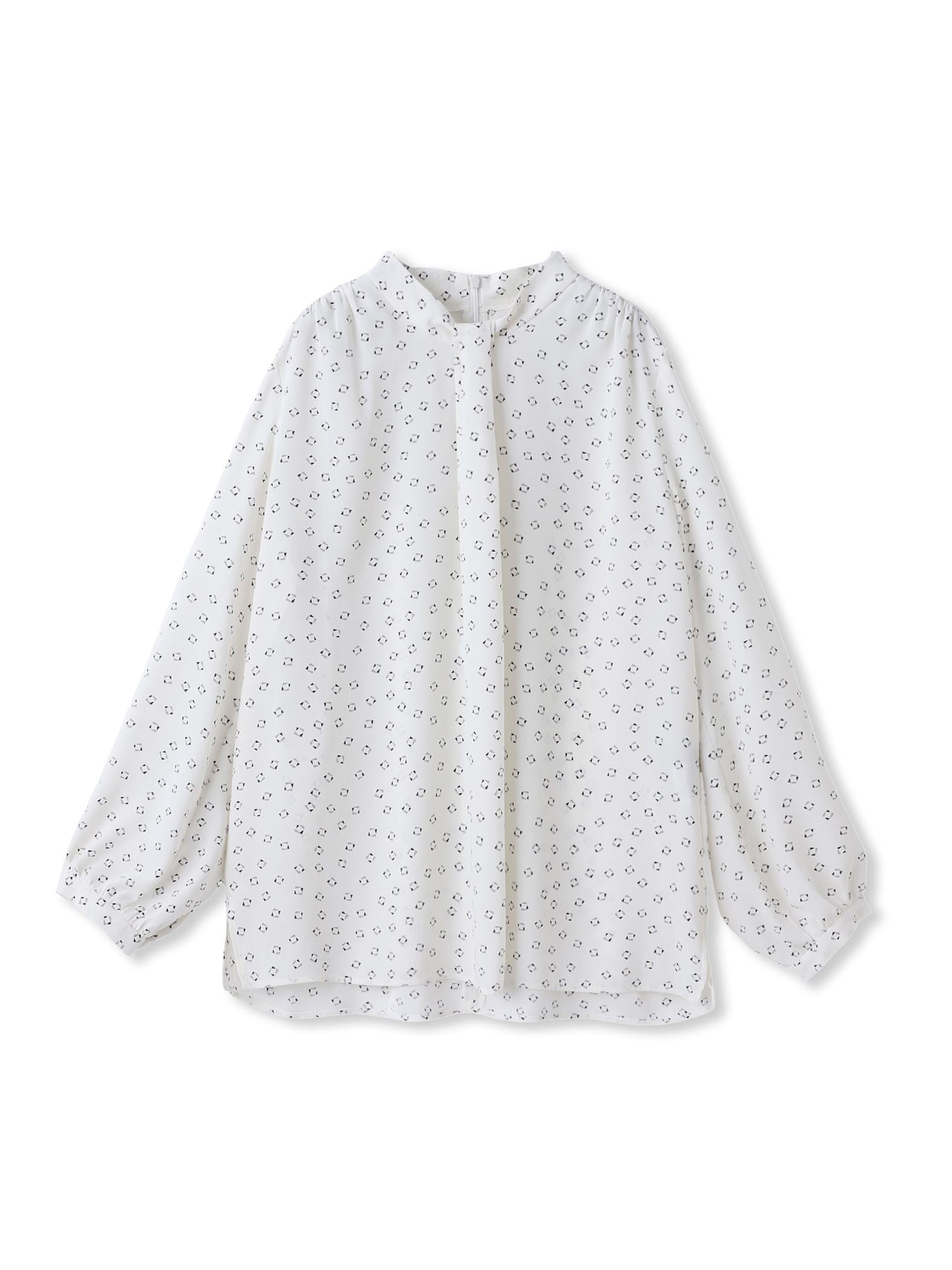 【WEB限定】バックサテン小紋プリントブラウス