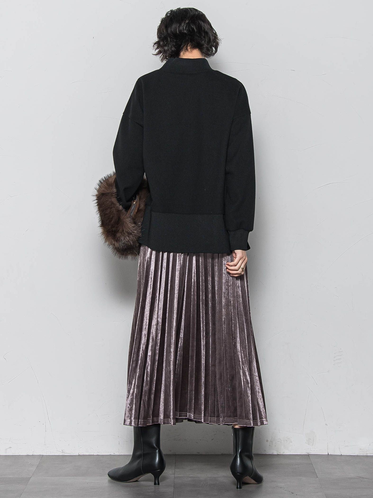 【WEB限定】ストレッチベロアプリーツスカート≪手洗い可能≫