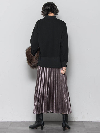 【WEB限定】ストレッチベロアプリーツスカート≪手洗い可能≫