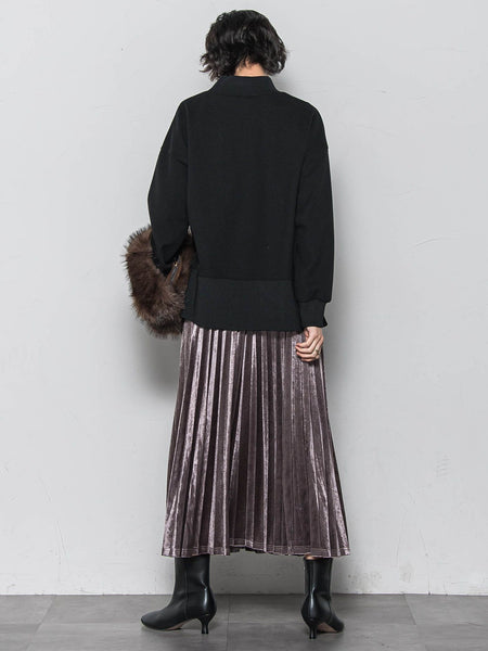 【WEB限定】ストレッチベロアプリーツスカート≪手洗い可能≫