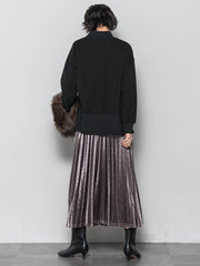 【WEB限定】ストレッチベロアプリーツスカート≪手洗い可能≫