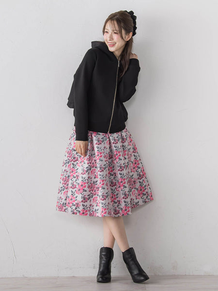 花柄タックスカート